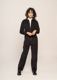 Combinaison velours en coton bio | noir "overall docksta corduroy black"