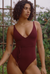 Maillot une pièce en polyamide recyclé | marron "louise - brown"