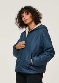 Manteau polaire réversible en matière recyclée | bleu/écru "crozier - blue orion"