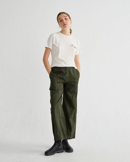 Pantalon ample vert forêt en coton bio - maia