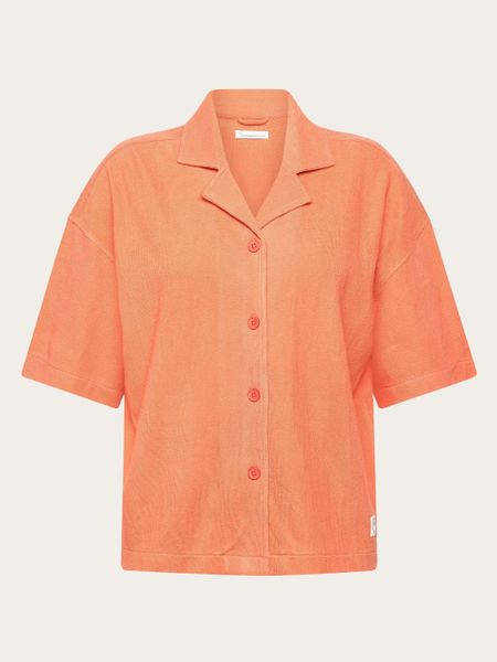 Chemise en coton biologique | rouge "bouclé short sleeved shirt - gots/vegan - 1481 langoustino" - Knowledge Cotton Apparel