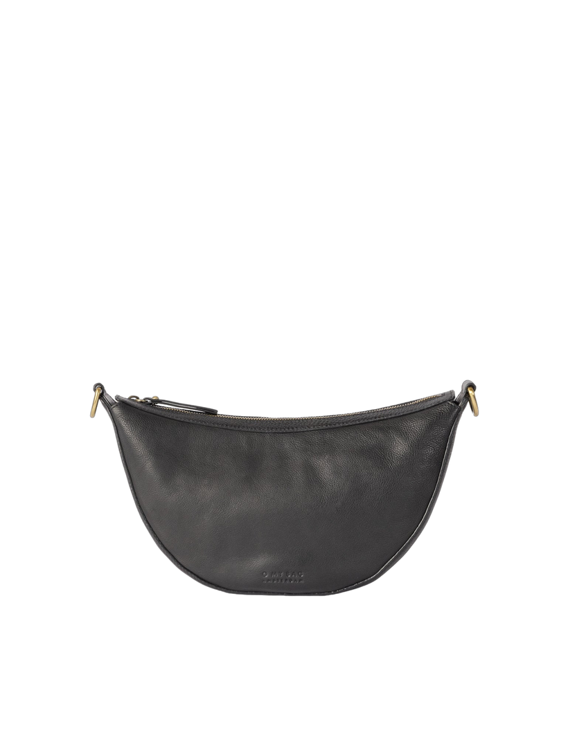 Sac à bandoulière en cuir certifié | noir "leo black soft grain leather" - O My Bag