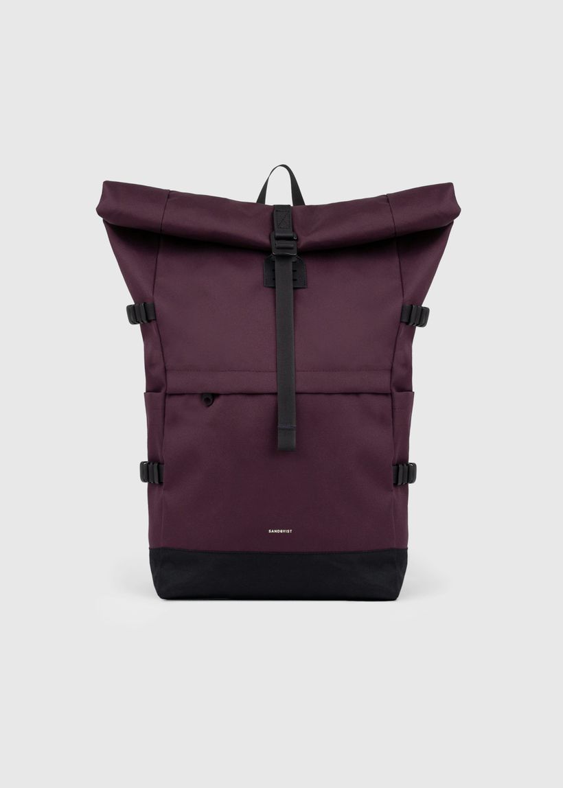 Sac à dos 26l en matière recyclée | bordeaux "icon rolltop backpack l - cabernet" - Sandqvist