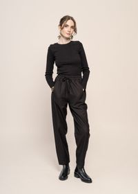 Pantalon droit en coton bio | noir "black bean esther pants black"