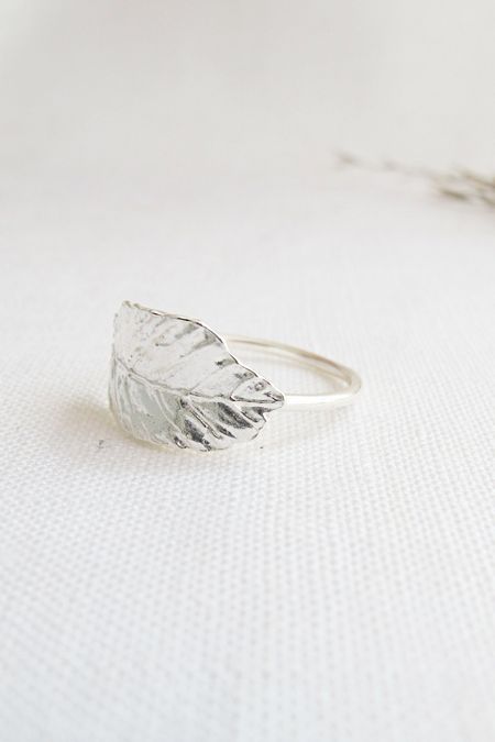 Bague feuille en argent recyclé