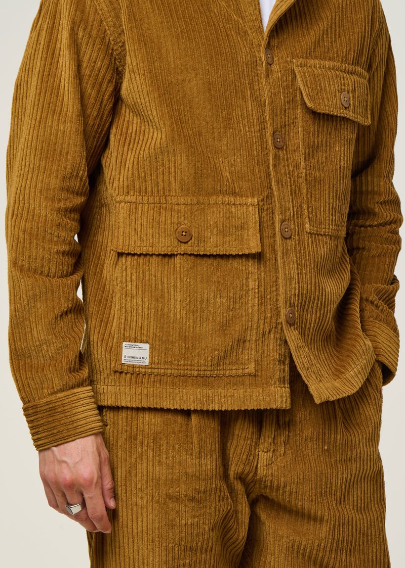 Veste velours en coton bio | camel "light oak corduroy gabin shirt - brown" - Thinking Mu