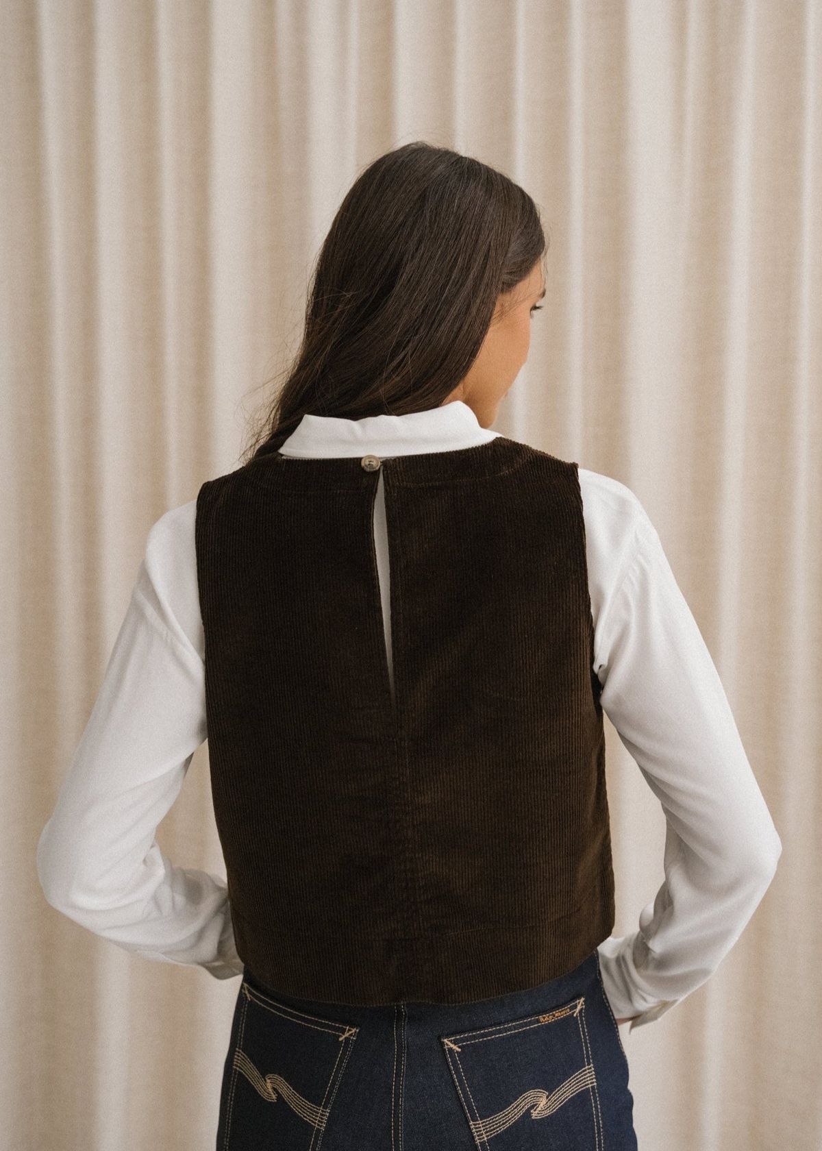 Top jacinda en velours côtelé chocolat - Bonjour Demain