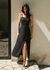 Robe longue dos nu en lin | noir "leuven black"