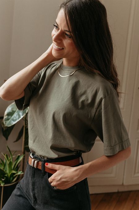 T-shirt oversize olive en coton bio - women oversized t-shirt dusty olive