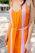 Robe longue en ecovero | multicolore "color block strap dress orange" - Brava Fabrics