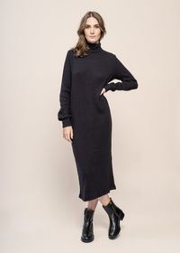 Robe en coton bio et matière recyclée | gris "grafito amaia knitted dress grey"