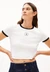 T-shirt court brodé en coton bio | blanc "karditaa contrast white black"