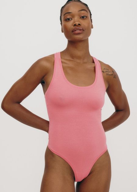 Body en coton bio | rose "flex bodysuit melon pink"