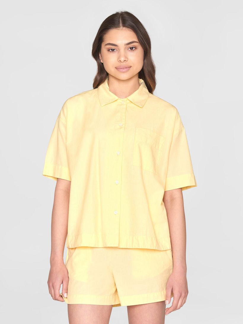Chemisier en coton bio | jaune "pyjama short sleeved shirt impala" - Knowledge Cotton Apparel