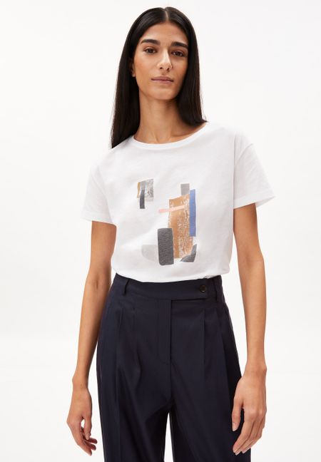 T-shirt blanc à motifs en coton bio - nelaa squares