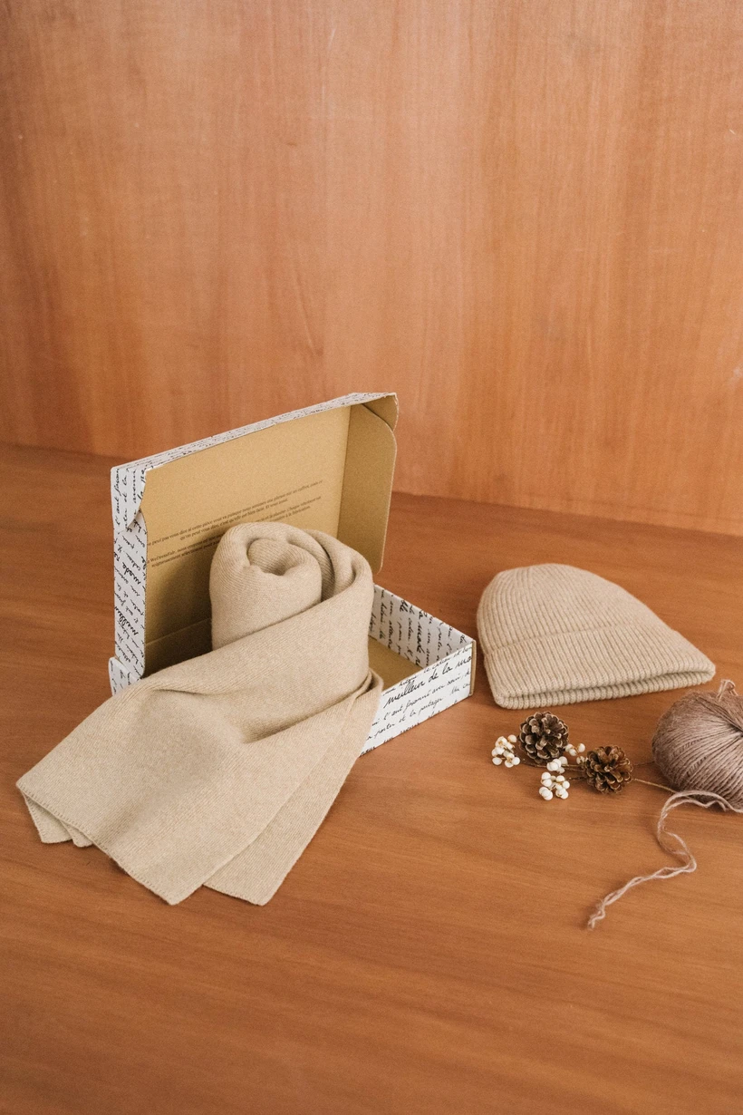 Coffret bonnet & écharpe en laine mérinos certifiée | beige - WeDressFair Essentiels