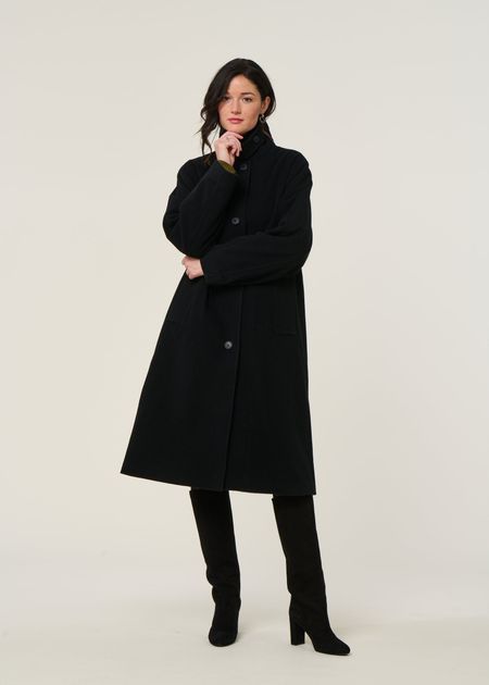 Manteau long en laine bio | noir "vaanoise wool - black" - Armedangels