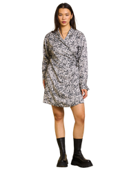 Robe portefeuille en cupro et ecovero | imprimé "ofelia nervous print black"