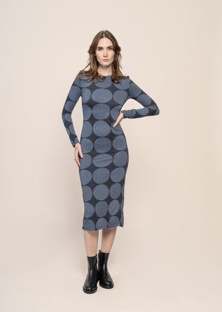 Robe en ecovero et matière recyclée | bleu "japan helen dress blue"