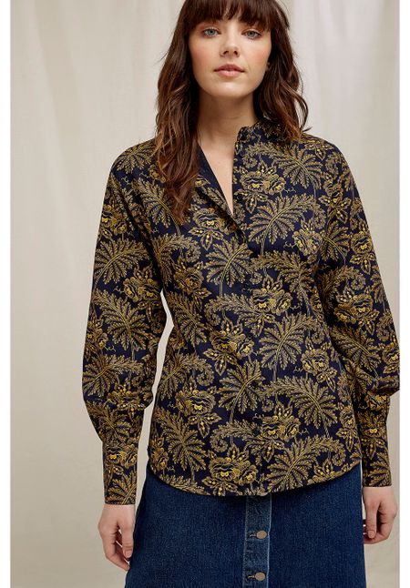 Chemise manches ballon imprimé fleuri - v&a print