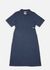 Robe mi-longue en coton bio | rayée bleu "ronja open collar dress blue - blue" - Nudie Jeans