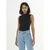 Top sans manches noir en coton bio - high neck rib top black jet