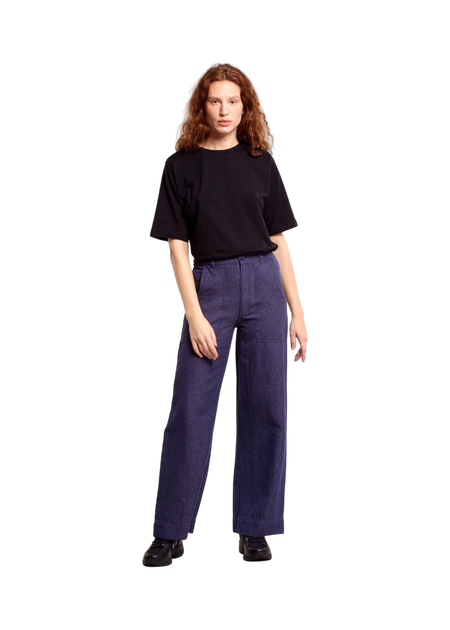 Pantalon cargo en coton bio et chanvre | marine "workwear pants vara hemp navy black iris"