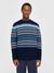 Pull en laine certifiée | bleu "knitted pattern crew neck blue stripe"