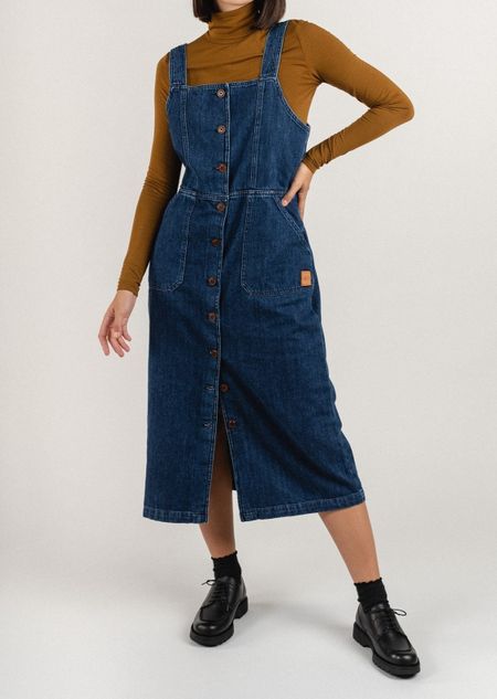 Robe longue jean en coton bio - mona denim dress washed out