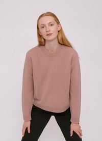 Pull rose en laine recyclé - boxy dusty rose
