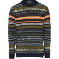 Pull jacquard multicolore en coton bio et laine