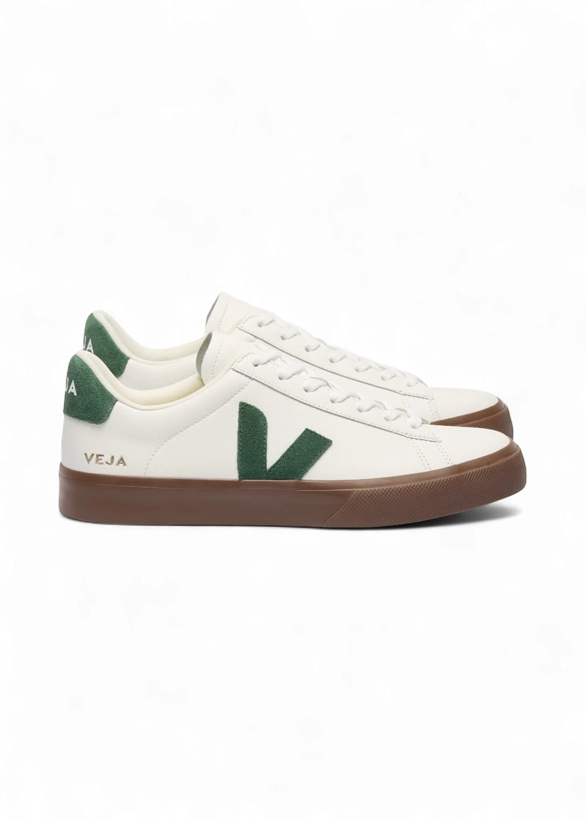 Baskets en cuir | blanc et vert "campo - white_cyprus_bark" - Veja