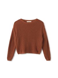 Pull en maille de coton bio | marron "teresa open work knit roof"