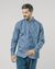 Chemise bleue à imprimés blancs en coton bio - windy night