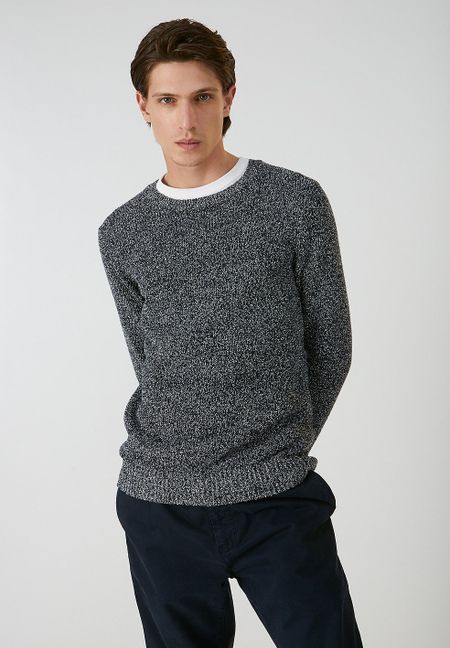 Pull marine et blanc en coton bio - michaal