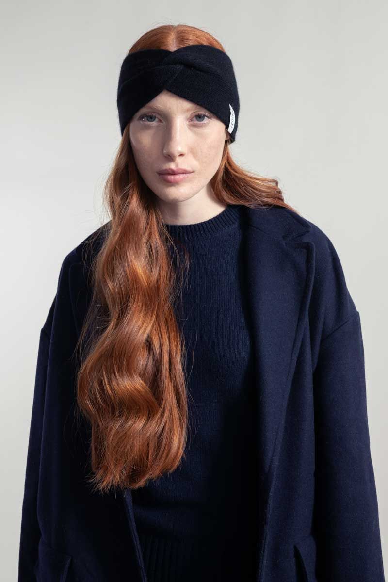 Bandeau en cachemire recyclé | noir "fascia nadia - nero ardesia" - Rifò