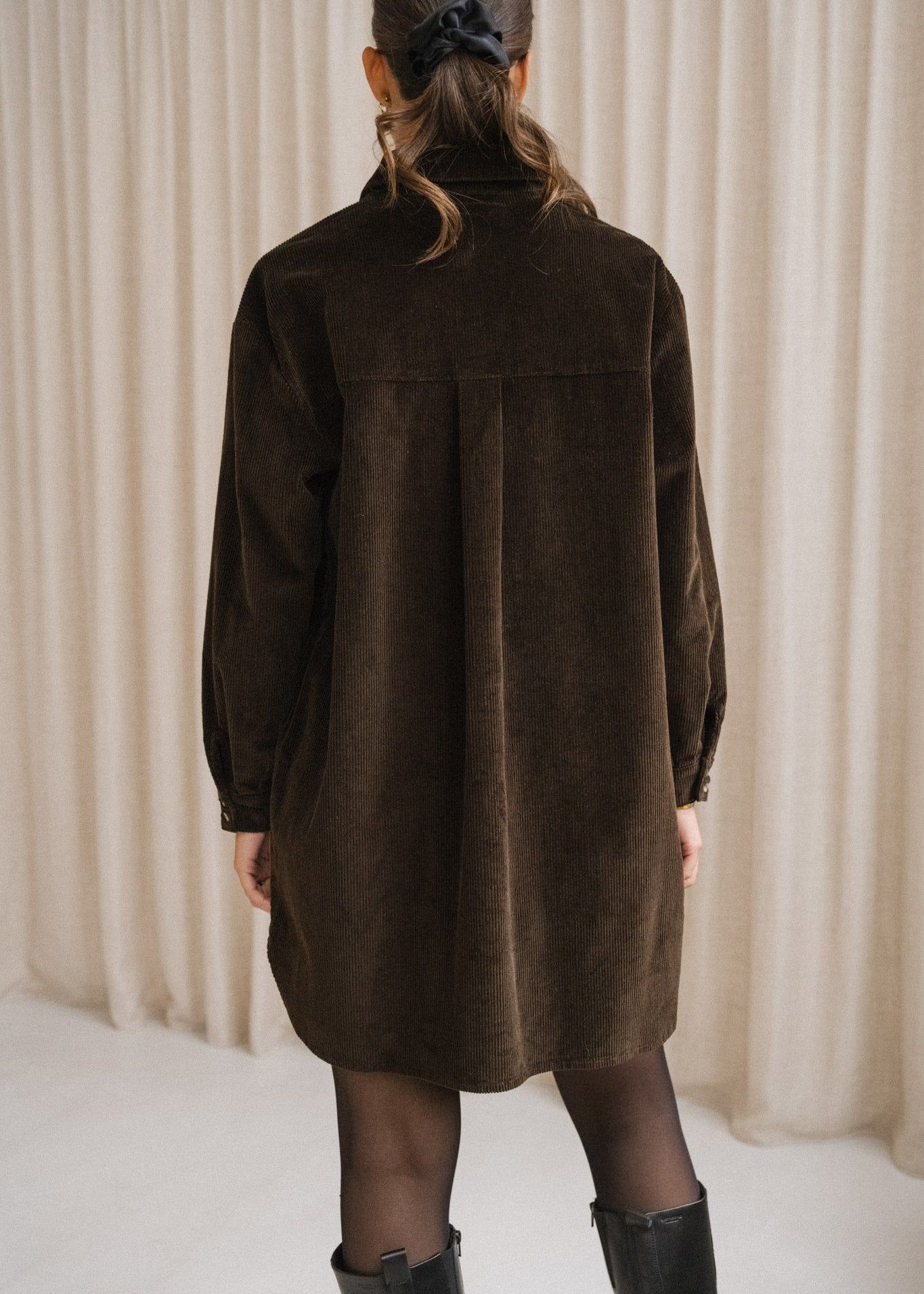 Robe chemise jeanne en velours chocolat femme Bonjour Demain