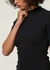 T-shirt côtelé en coton bio | noir "rib high neck short sleeve black jet" - Knowledge Cotton Apparel