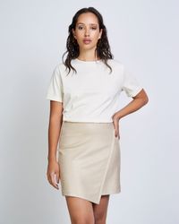 Jupe portefeuille beige en coton bio - guadalupe