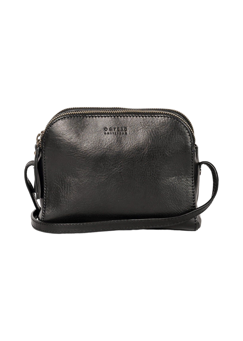 Sac à main bandoulière en cuir certifié | noir "emily leather strap black stromboli leather" - O My Bag