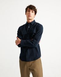 Chemise à carreaux marine en coton bio - chac navy