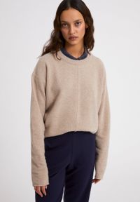 Pull beige en laine bio et recyclé - dariaa dark caramel melange