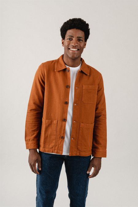 Veste marron en coton bio -barney worker jacket burnt orange