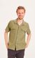 Chemise manche courte vert-olive en coton bio - wave crinkled shirt burned olive