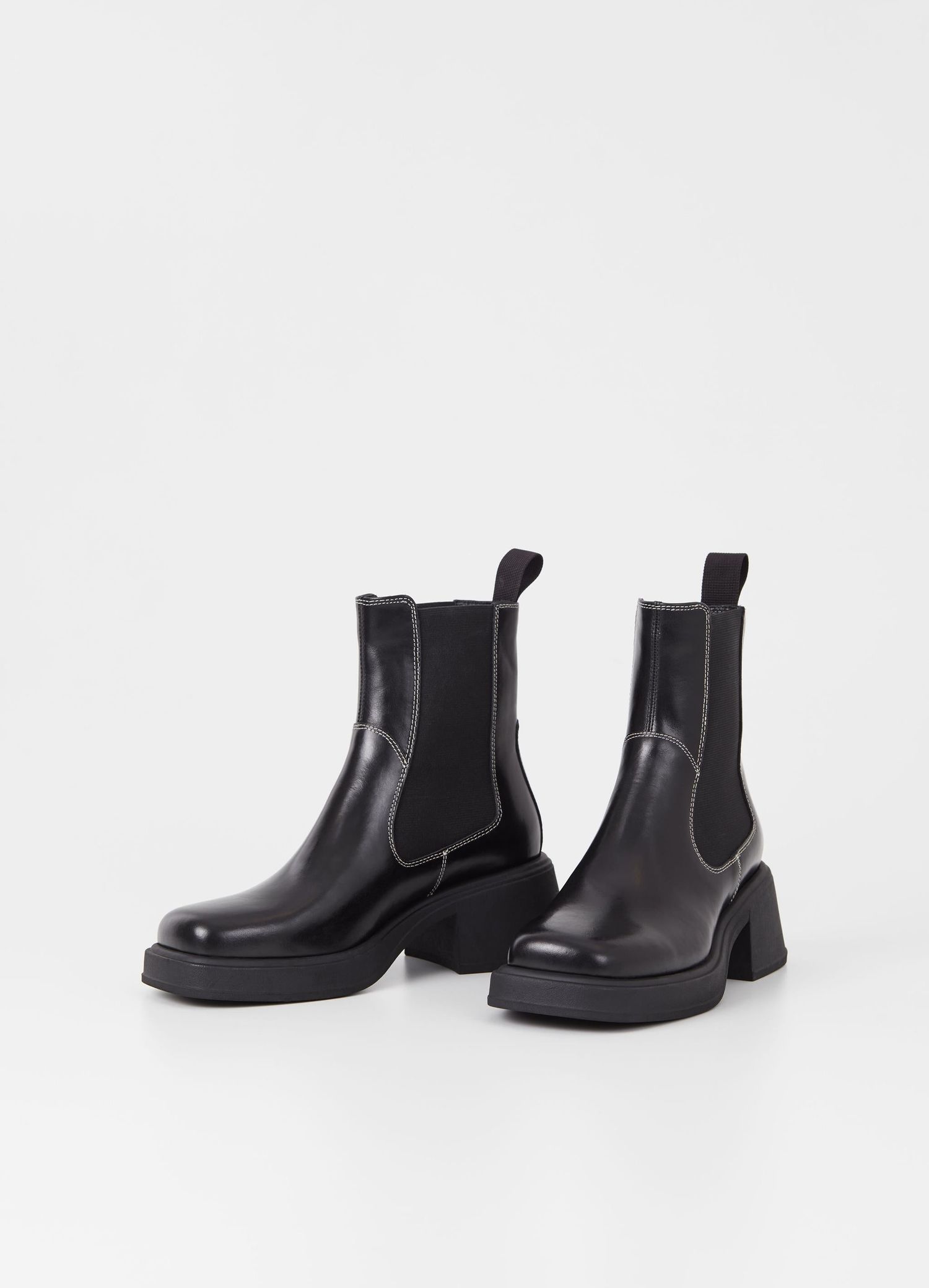 Bottines en cuir certifie noir dorah black white Black white femme