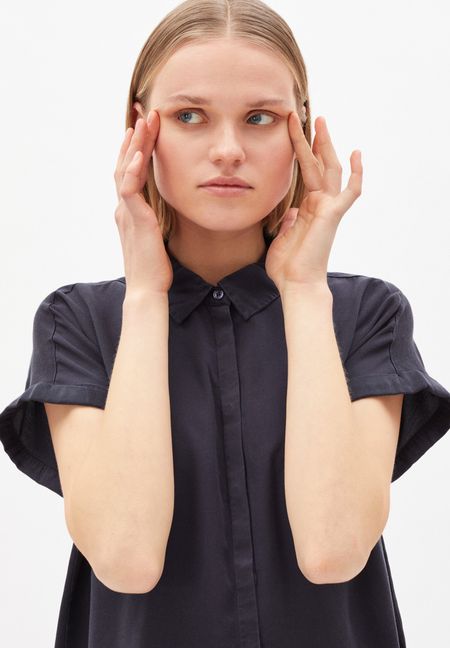 Chemise à manches courtes anthracite en coton bio en tencel - zonjaa