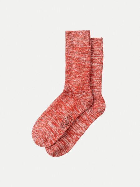 Chaussettes épaisses en matières recyclées | rouge "chunky socks red melange" - Nudie Jeans
