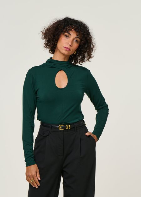 T-shirt manches longues en tencel | vert "t-shirt zur-5 - vert foncé"