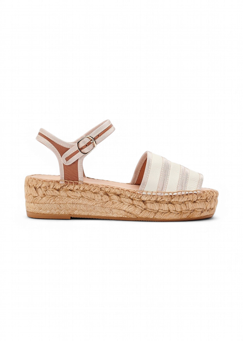 Espadrilles en cuir certifié | beige - Naguisa