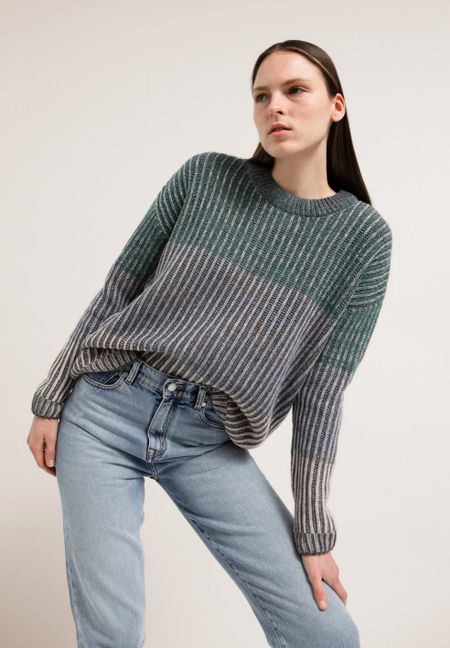 Pull multicolore en coton bio et laine bio - aryaa mouline